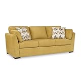 Signature Design by Ashley Keerwick Scandinavian 2-in-1 Sofa Sleeper with Folding Gel Memory Foam Mattress and 4 Pillows, Queen, Yellow
