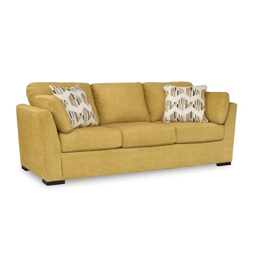 Signature Design by Ashley Keerwick Scandinavian Sofa with 4 Toss Pillows, Yellow by Signature Design by Ashley - Used condition - US$372.57