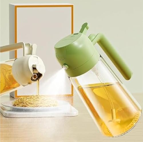 Image of 500ml 2 in 1 Olive Oil Sprayer and Oil Dispenser Bottle for Kitchen, Glass Oil Bottle with Premium Nozzle, Oil Sprayer for Air Fryer, Salad,BBQ,Roasting (Multi Color) 500ml