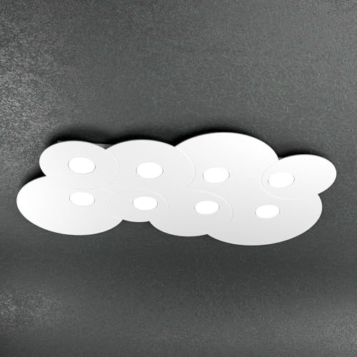 Plafonnier LED 8 lumières Cloud, grand lustre blanc pour grand salon moderne