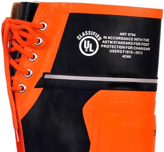 Close-up of Viking Class 2 Chainsaw Boot certification label