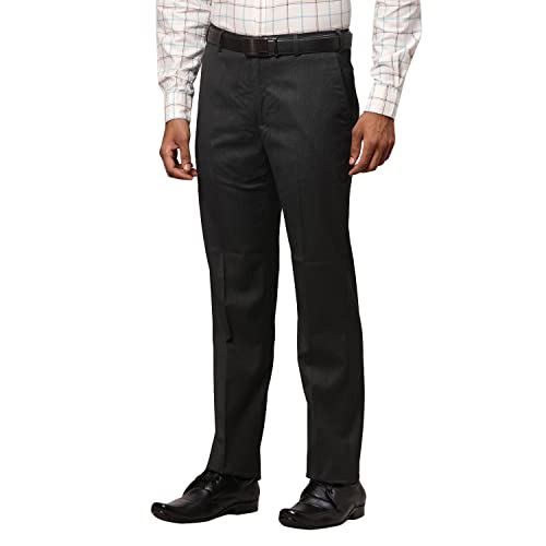 Image of Park Avenue Men's Polyester Blend Structure Pattern Smart Fit Flat Front Formal Trouser