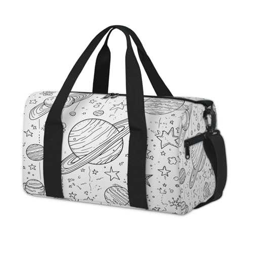 Universe Planets Sports Duffle Bag for Women Men Waterproof Overnight Weekender Bag with Adjustable Strap Travel Tote Bags for Beach Yoga Work Dance Swim