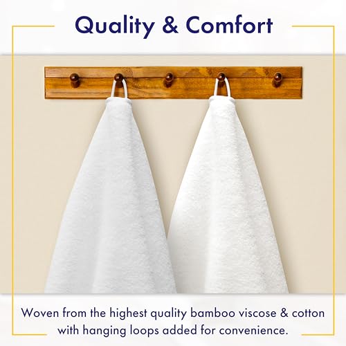 Alusa Home Ultra Soft & Plush Viscose from Bamboo Bath Towels - 700 GSM Luxury Bath Towels - 6 Piece Set - Super Absorbent & Quick Drying (White) by Alusa Home - Used condition - Image 4