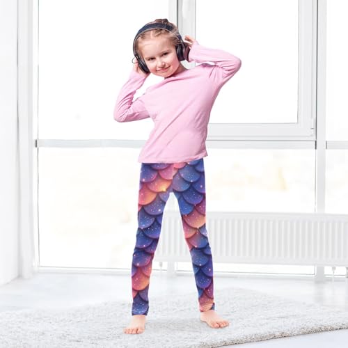 Sparkling Mermaid Scale Gradient Girls Leggings Soft Stretch Workout Yoga Dance Pants for Kids Casual Tights4