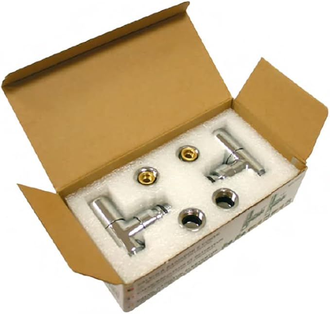 Kit de Válvula y Detentor para radiador toallero de calefacción. Válvula y detentor con conexiones para tubo de Cobre de 15 mm y para tubo Multicapa o ...