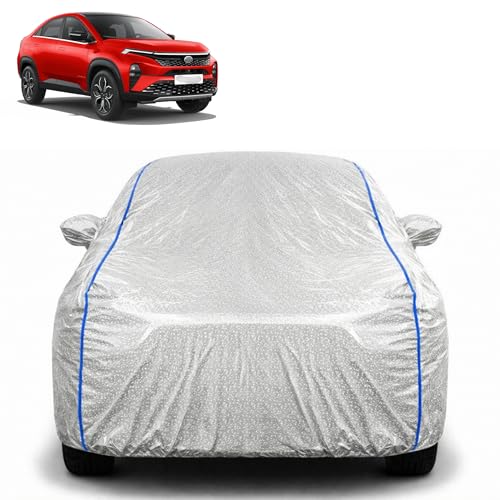 Image of Waterproof Car Cover for TATA Curvv | All Weather Protection | UV Resistant & Dustproof | Soft Cotton Lining to Prevent Scratches | Triple Stitched with Mirror Pockets & Elastic Hem