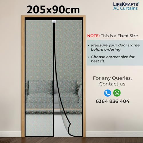 Image of LifeKrafts AC Curtain Magnetic|Thermal Screen|Insulated|Translucent Glitter Pattern|Insect & Pest Control|Privacy Screen, Dust, Pollen & Pollution Control Screen(Size 205 x 90 cm) Non-Customizable
