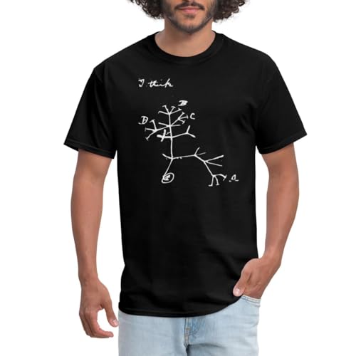 Spreadshirt Darwin I Think Evolutionary Tree Men's T-Shirt, XL, Black