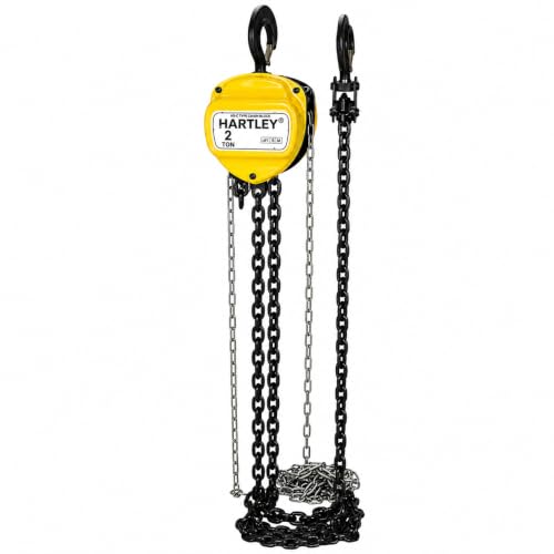 Image of Hartley 2 Ton Chain Pulley Block, 6 Meter Lift, 6 mm Load Chain | Single Fall Manual Chain Hoist | Heavy Duty Alloy Steel Hooks | Material Handling Equipment (2 Ton - 6 M)
