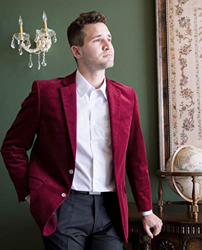 Gioberti Mens Cotton Velvet Blazer Jacket, Wine, 38 Regular #TOP4