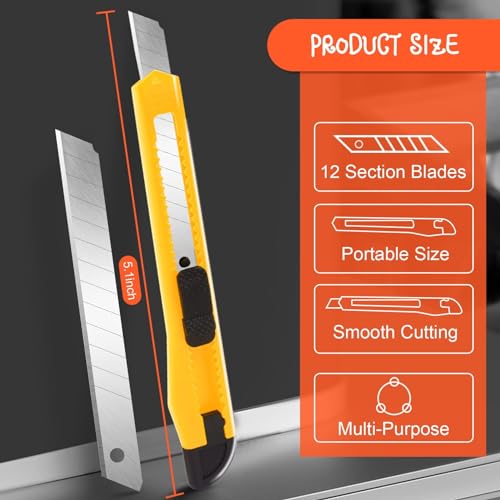 Image of Box Cutter Retractable - 4 Pack - Premium Utility Knife - 9mm Wide Snap-Off Blades Razor Knife - Box Opener for Cutting Carboard, Boxes - Exacto Knife Box Knife for Home, Office, Craft Use