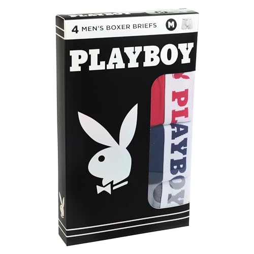 Playboy Men's 4-Pack Everyday Athletic Boxer Briefs with Soft Brushed Fabric Sizes S, M, L & XL2