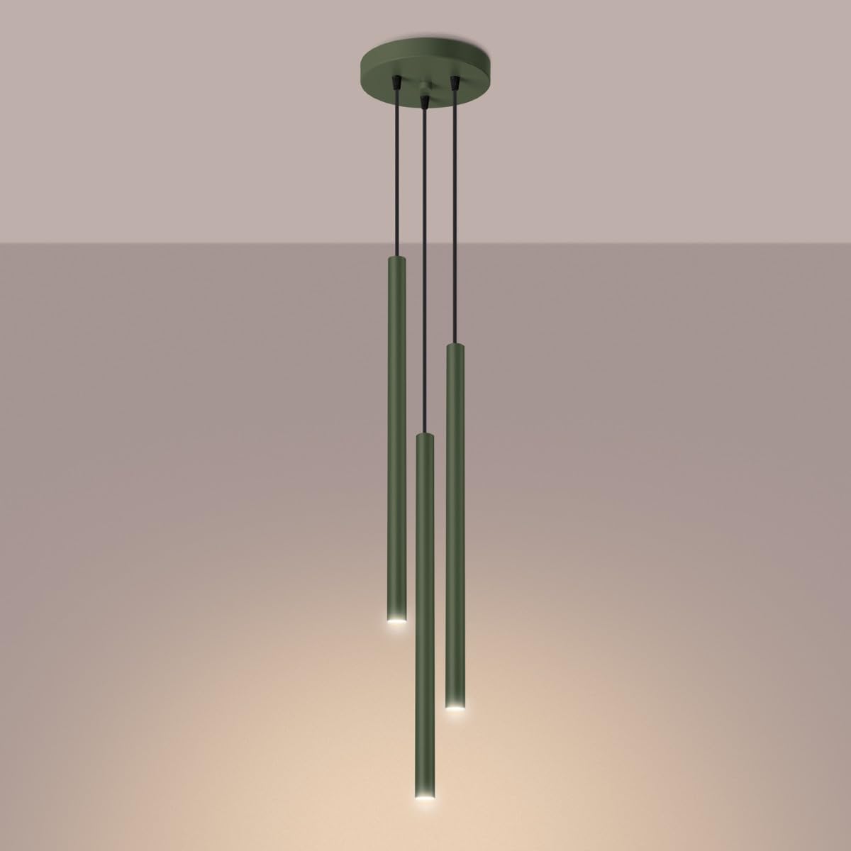 Sollux Lighting PASTELO Lampa Wisząca - Uniwersalna oprawa oświetleniowa – G9, max 8W LED, ~230V, 50Hz, IP20 – Bez żarówki – 3x Źródło światła – 19,5x19,5x104cm, Oliwkowa Zieleń