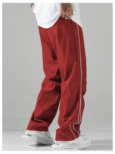 SOLY HUX Men's Parachute Pants Y2k Baggy Sweatpants Wide Leg Drawstring Waist Casual Pants Streetwear2