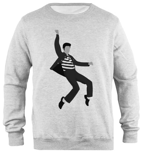 Sweat-shirt Elvis Presley gris coupe simple-fit unisexe en molleton confortable