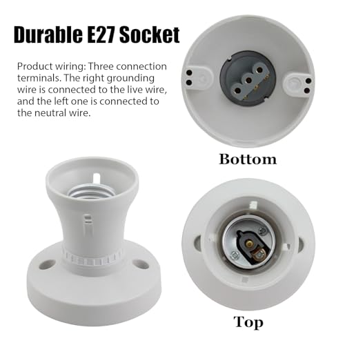 3 Pack E27 Ceiling Lamp Holder, Ceiling Rose Light Fitting,E27 Lamp Holder with Screw Light Fitting, Ceiling Light Adapter UK for Bulb Conversion, 7.5 cm*7.2 cm*5 cm Bakelite Shell, Easy To Install - Image 3