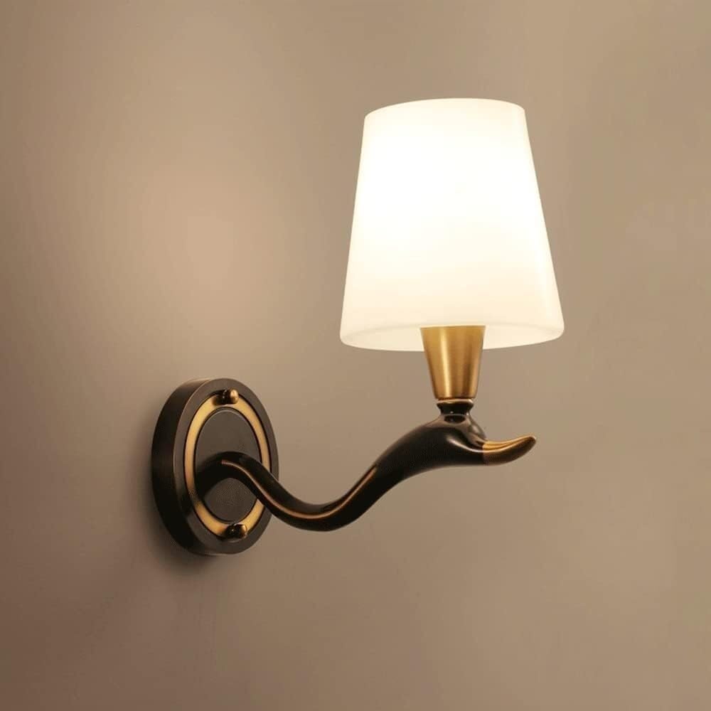 JKJZSALJ Modern Copper Wall Sconce Minimalist Light Mid-Century Lamp Glass Vanity Lighting Fixture, Mounted Living Room,Gold-1,Dark-1