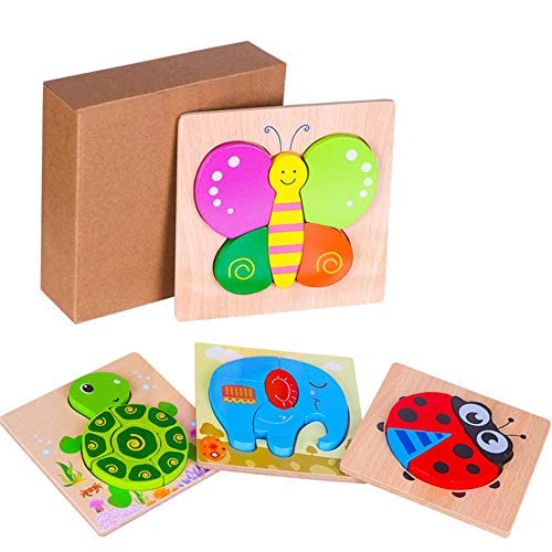 Puzzle in Legno per Bambini Giocattoli Animali, 4 Pezzi Prescolare...