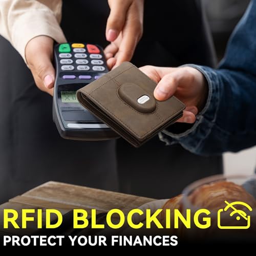 Leather Wallet for Samsung Galaxy SmartTag2: Wallet for Men Slim Minimalist Compatible with Samsung Tracker Tag - RFID Blocking Bifold Wallet with ID Window4