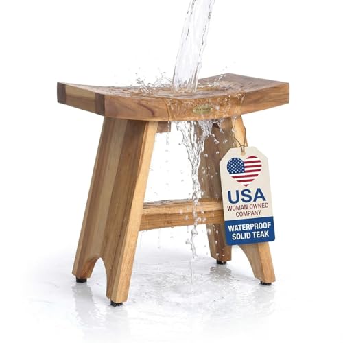 EcoDecors Teak Shower Bench 18", 300 lb Capacity – Waterproof
