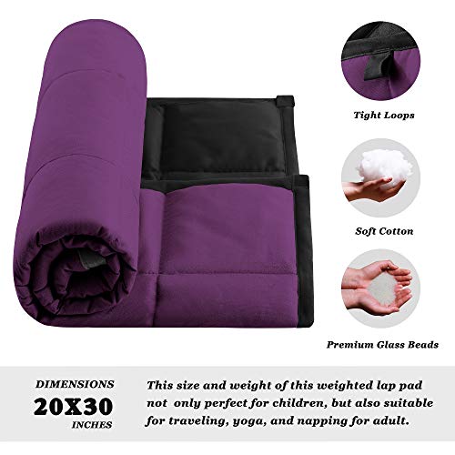 Ysther Weighted Lap Pad For Kids 3 Pounds 20 X 30 Cooling Weighted Blanket For Toddler Heavy Blanket With Premium Glass Beads(Black & Purple) #TOP1