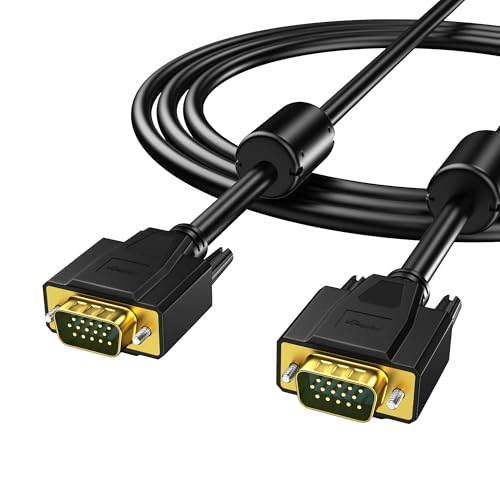 fairikabe Câble VGA avec ferrites, cordon vidéo VGA mâle vers mâle pour TV, ordinateur, projecteur