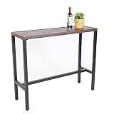 Anmutig Outdoor Counter Height Bar Table, 45.5” Pub Height Dining Bar Table with Wood-Like Metal Tabletop for Hot Tub, Garden, Yard, Balcony, Poolside, Indoor Outdoor