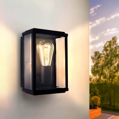Ledvion - Lámpara de Pared LED, Casquillo E27, Negra, Lyra, Lámpara Exterior, Lámpara de Pared Interior, Iluminación de Jardín
