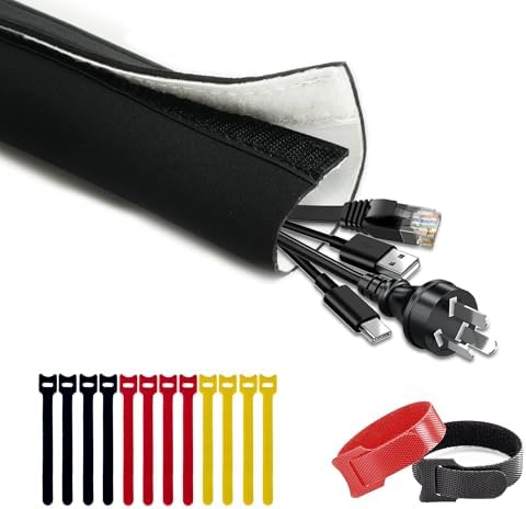 Neoprene Cable Management Sleeve 10ft (120 inch) - 1.5 inch, Velc...
