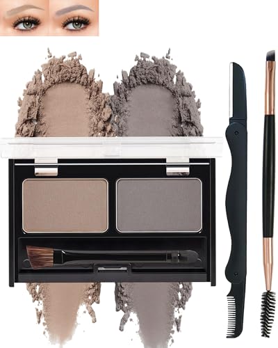 Eyebrow Powder Makeup Kit for Women,2 Color Eye Brow Powder Waterproof Tinted Palette...