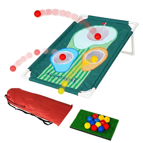 Elevon Golf Cornhole Game Golf Chipping Game Set for Adults Kids Backyard Golf Yard Corn Hole Game Indoor Outdoor Golf Training Equipment with Target Mat & Balls