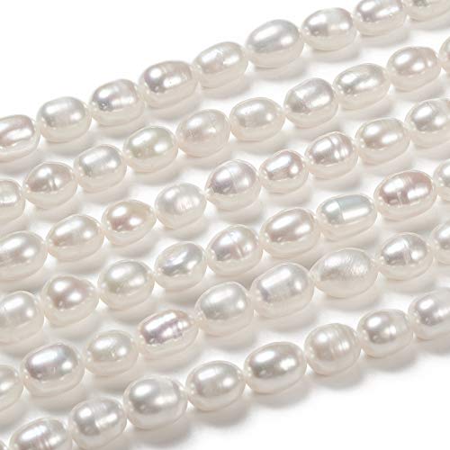 Fashewelry - Cuentas de perlas blancas, irregulares, cultivadas, naturales, perlas sueltas, de 7 a 8 mm, para hacer collares, pulseras, pendientes, joyería Cover