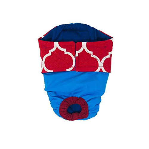 Barkertime Red Quatrefoil On Aqua Blue Waterproof Premium Dog Diaper, Xxl, Without Tail Hole - Made In Usa #TOP6