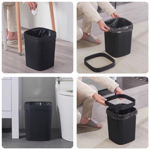 Cesto de basura tejido de alta resistencia con diseño cuadrado superior 5