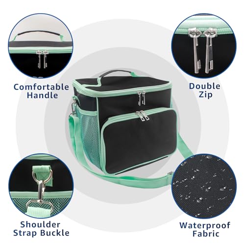 Carry Bag for Bissell SteamShot Steam 39N7V/39N7A Cleaner, Handheld Steam Cleaner attachments, Adjustable Compartments Large Storage Bag for bissell steamshot accessories, Bag Only (Black & Green) - Thumbnail 3