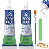 Book Glue, 15ML x 2 Book Adhesive, Clear Book Binding Adhesive, Flexible Paper Glue for Book Repair and Bonding, Envelopes, Postcards, Paper Craft, Greeting Cards, Invitations, Crafts DIY