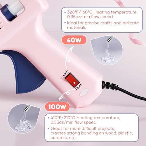Image of Dual Power 100 /60W Hot Glue Gun, Fireproof Anti-Drip Fast Preheating Heavy Duty Industrial Glue Gun with 10 Glue Sticks, Adjustable Power for DIY Craft, Home Repair, Wood, Gift Wrapping