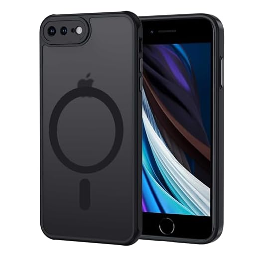 XTCASE Hülle für iPhone 8 Plus / 7 Plus Magnetisch kompatibel mit Magsafe, Matt Transluzente Handyhülle für iPhone 8 Plus / 7 Plus (5.5") Kratzfeste PC Rückseite + TPU Bumper - Schwarz