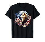 Wolf Bald Eagle American Flag Full Moon New Years Wolf Lover T-Shirt