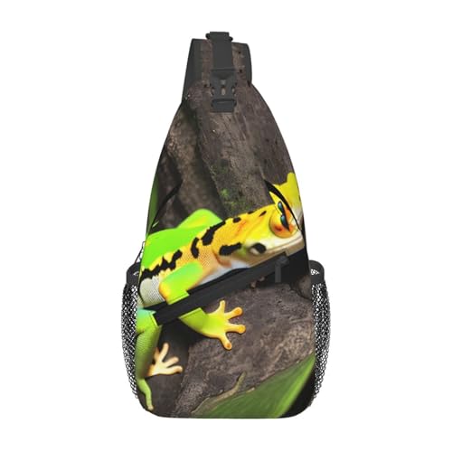 Mochila cruzada MyPiky con estampado de geckos verdes