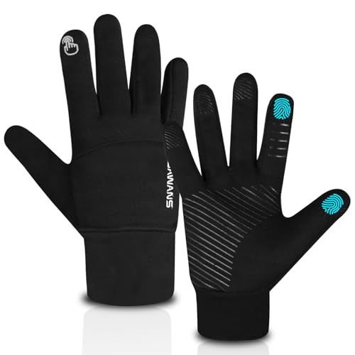 SAWANS Winter Gloves Men Women Touchscreen Running Gloves Non-Slip Grip Soft warm Thermal Sports Gloves Elastic Cuff Windproof Driving Cycling Climbing Outdoor Skiing Hiking (Black, M)