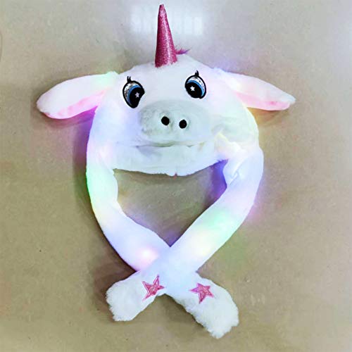 KESYOO Chapéu de Pelúcia Unicórnio Acender Led Orelhas Em Movimento Boné Protetor de Orelha de Anima