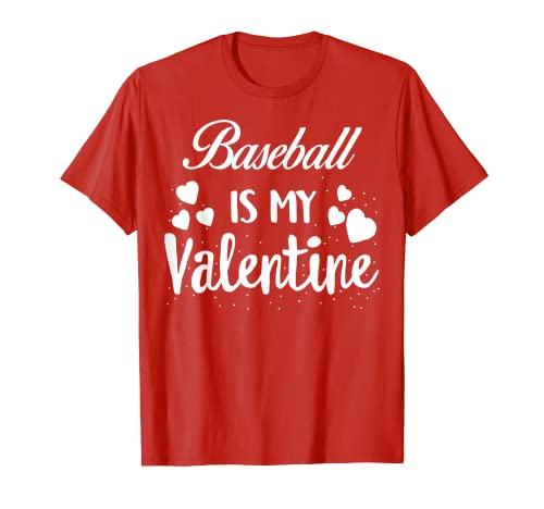 Baseball Mom Is My Valentine Kids Valentines Day Rojo Camiseta