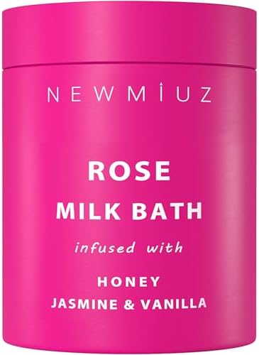 Calming Rose Coconut Milk Bath Soak Moisturize Soften Skin Honey Jasmine Vanilla Destress Luxury Spa Bath Salt Powder Stress Relief Gifts for Women