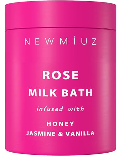 New Miuz Calming Rose Coconut Milk Bath Soak Moisturize Soften Skin Honey Jasmine Vanilla Destress Luxury Spa Bath Salt Powder Stress Relief 300 Grams