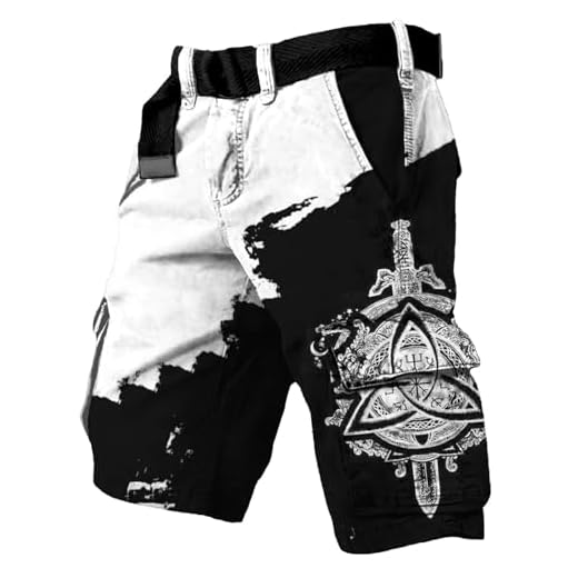 Short Travail Homme, Shorts Et Bermudas Bermuda Short Cargo Homme De Travail Militaire Vetement Coton Grande Taille Ceinture Elastique Pantalon Court avec Multi-Poches Sport Randonnée Eté Blanc, 3XL