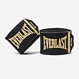Everlast Elite 180” Hand Wraps – Breathable Nylon-Polyester, Hook & Loop Closure, Wrist & Knuckle Protection, Compact Size, Wear Under Boxing or Training Gloves – Great for Combat Sports - Black