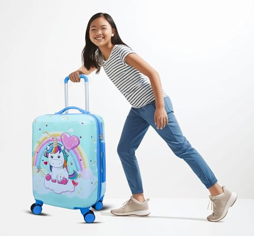 Image of ADSON Abs Kids Trolley 360 Rotating Luggage 360 Degree Wheels Unicorn Non-Breakable 20 Inch Kids Hardsided Suitcase with 4 Wheels, 360 Degree Wheel Travel Trolley Bag (Design 3)