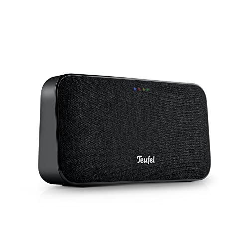 Teufel Motiv GO Voice Bluetooth Lautsprecher - Wasserdichter, Portabler W-LAN & Bluetooth Speaker mit Google Assistant, Chromecast Built-in, Sprachsteuerung, Dynamore, Musikstreaming - Schwarz